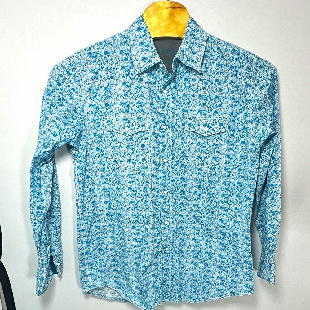 Wrangler 20X Competition Advanced Comfort Long Sleeve Blue Paisley Shirt L